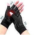Ricbestlab Copper Arthritis Gloves for Women Men, Fingerless Breathable & Moisture Wicking Arthritis Compression Gloves for Computer Typing and Dailywork of Hands joint Support (Large)