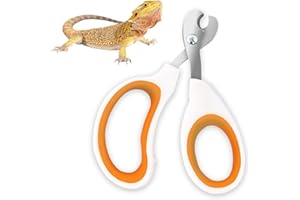 GUNEDD Bearded Dragon Toe Stainless Steel Nail Clippers with Precise Bevel Design, Angled Grooves & Non-Slip Grip - Professional and Safe Pet Grooming Tools（Orange）