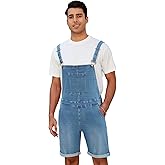 LONGBIDA Men's Denim Overalls Shorts Jean Bib Women Jumpsuit Casual Walkshort Summer Romper with Pockets
