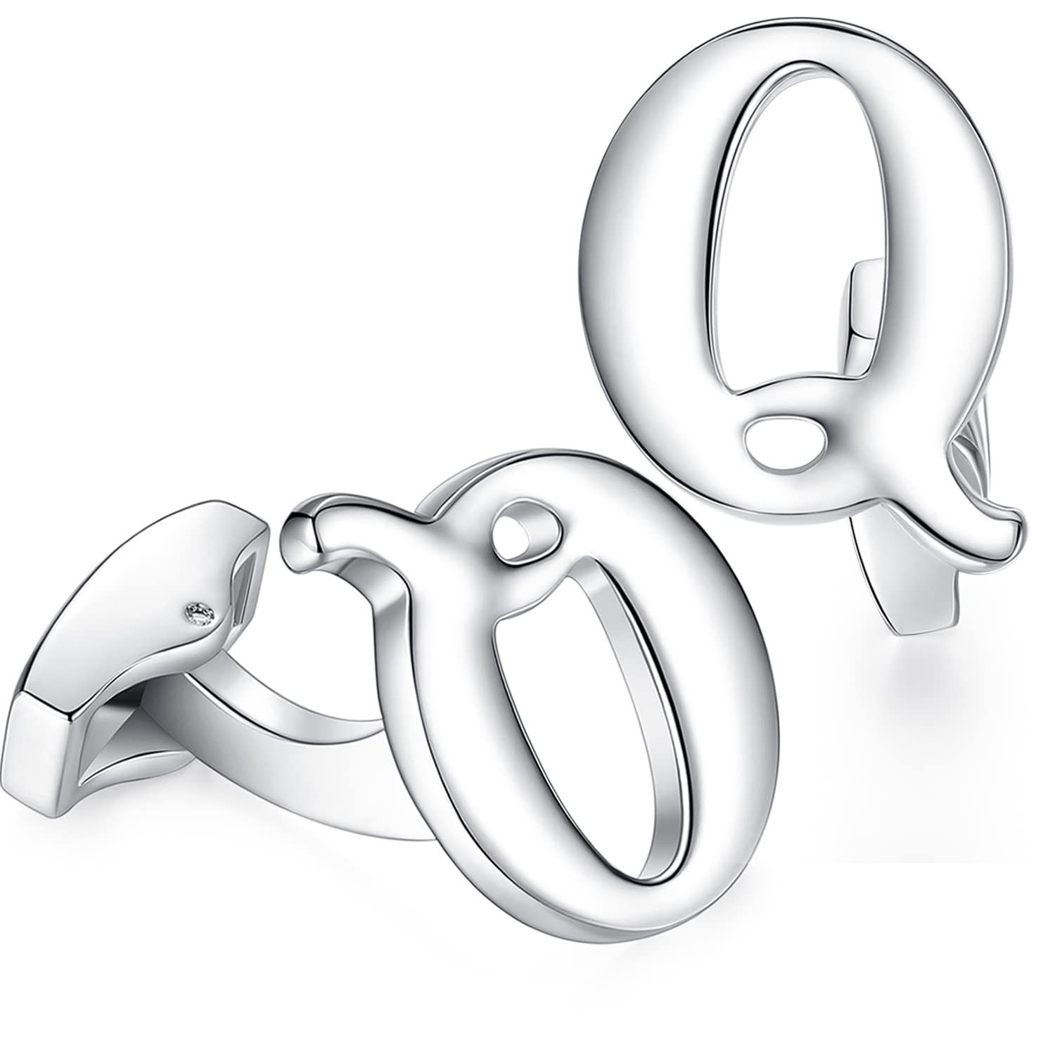 HONEY BEAR Hanana Mens Initial Alphabet Letter Cufflinks for Wedding Marriage Gift Silver