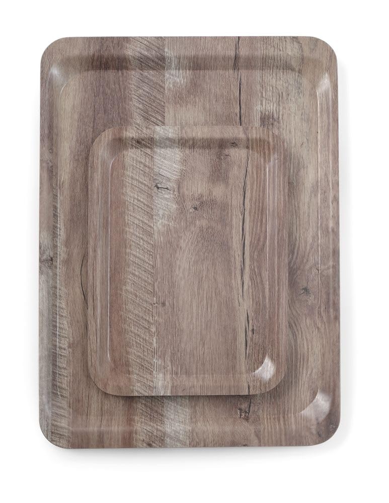 HENDI Melamine serving tray with wood print, wooddark, 370x530 mm