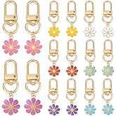 PH PandaHall 16pcs Daisy Flower Keychain 8 Colors Bag Charm Key Chain Set Cute Alloy Enamel Pendant Bag Decorations Car Key Charms Key Ring for Women Purse Handbag Wallet Backpack