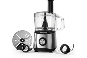 Anthter CY-367 Food Processor & Vegetable Chopper for Slicing, Shredding, Chopping, Dough and Purees, 7 Processor Cups, 600W,Stainless Steel