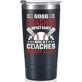 Onebttl Baseball Coach Gifts, Funny Gift Idea for Appreciation, Christmas, Birthday, 20oz Stainless Steel Insulated Tumbler Travel Mug, Black, BS-COACH-TUMBLER20-BASE-IMPACT