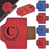 Bygone Mark Bookmark with Pen Holder, 26 Letters Magnetic Leather Bookmarks Personalized Book Mark for Book Lovers, Magnetic Bookmark Pen Holder with Cross for Women Men(Red-C)