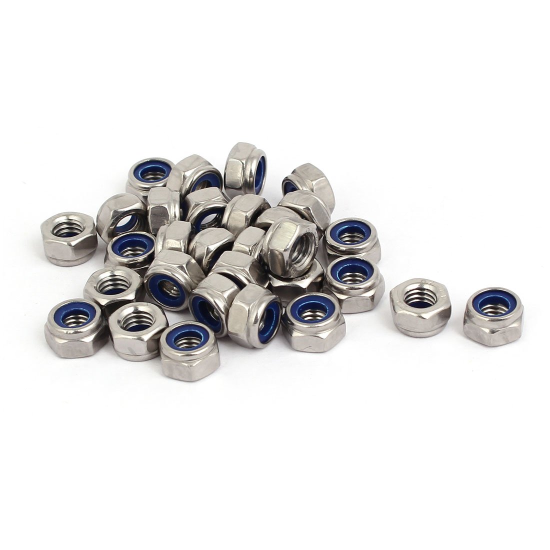 Sourcingmap M6 Thread Dia 304 Stainless Steel Self-Locking Nylon Insert Lock Hex Nut 30pcs