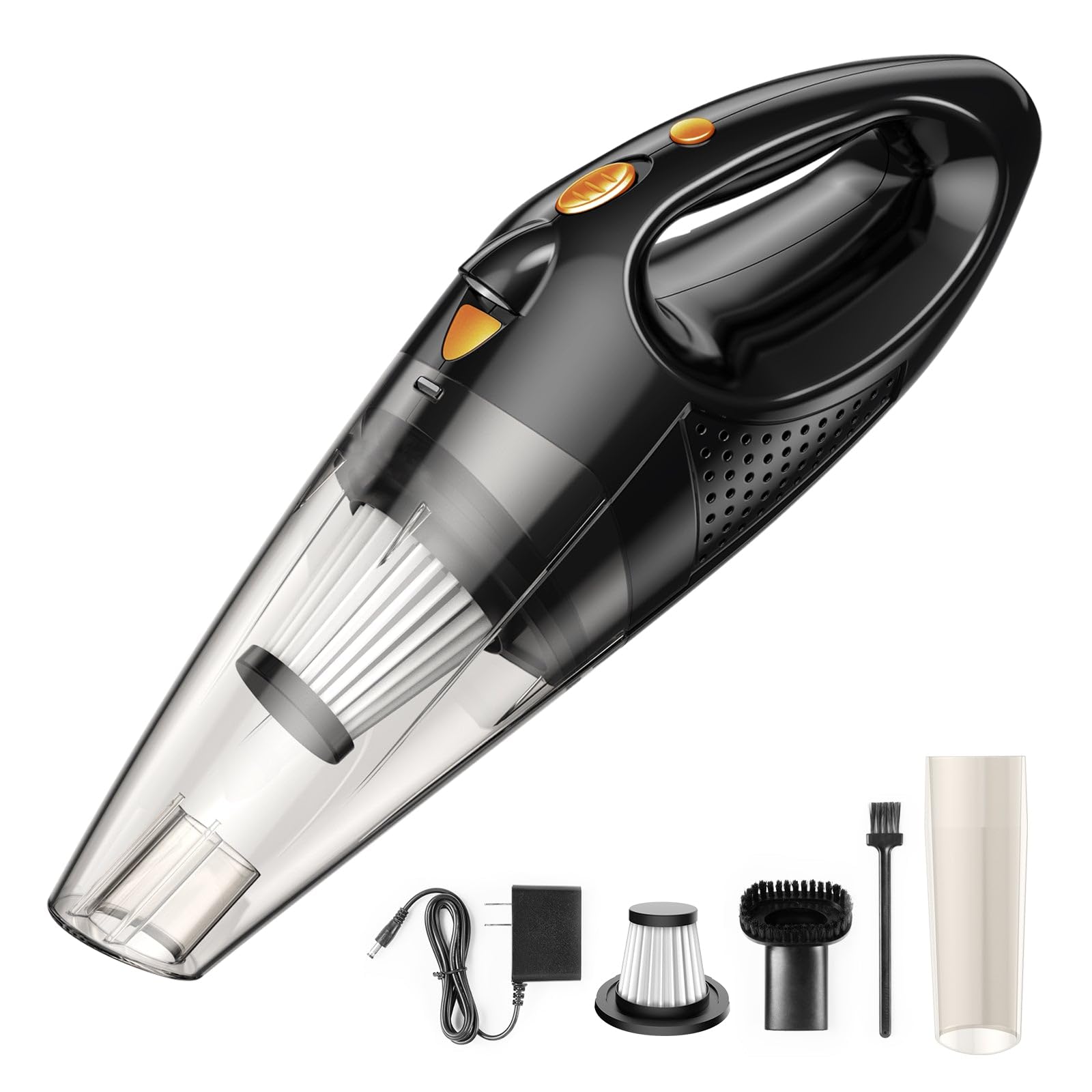 Photo 1 of Generic Handheld Vacuum Cordless, Car Vacuum Cleaner w/High Power Suction, Mini Portable Rechargeable Vacuum Cleaner with 2 Filters for Car, Home, Office, Orange&Black