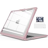 IBENZER Heavy Duty Case for MacBook Air 15 inch 2026 2025 2024 2023 M4 A3241 M3 A3114 M2 A2941, Hexpact case with ScreenFilm &KeyboardCover, Protective Cover for Mac Air 15.3, Pinkish, HPE-AT15-PKSH+2