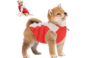 YAKOTAKI Dog Coat, Dog Jacket Upgraded Sturdy Built-in Harness, Elastic and Tightenable High Collar Dog Clothes, Anti Scratch Zipper and Highly Visible Reflective Dog Winter Coat for Small Medium Large Dogs