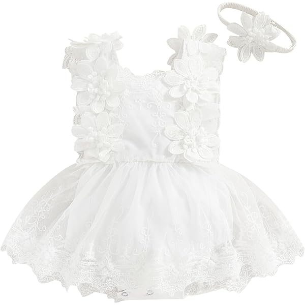 Douhoow Baby Girl Floral Romper & Headband Set - Summer Fly Sleeve Outfit For Newborns 0-18 Months