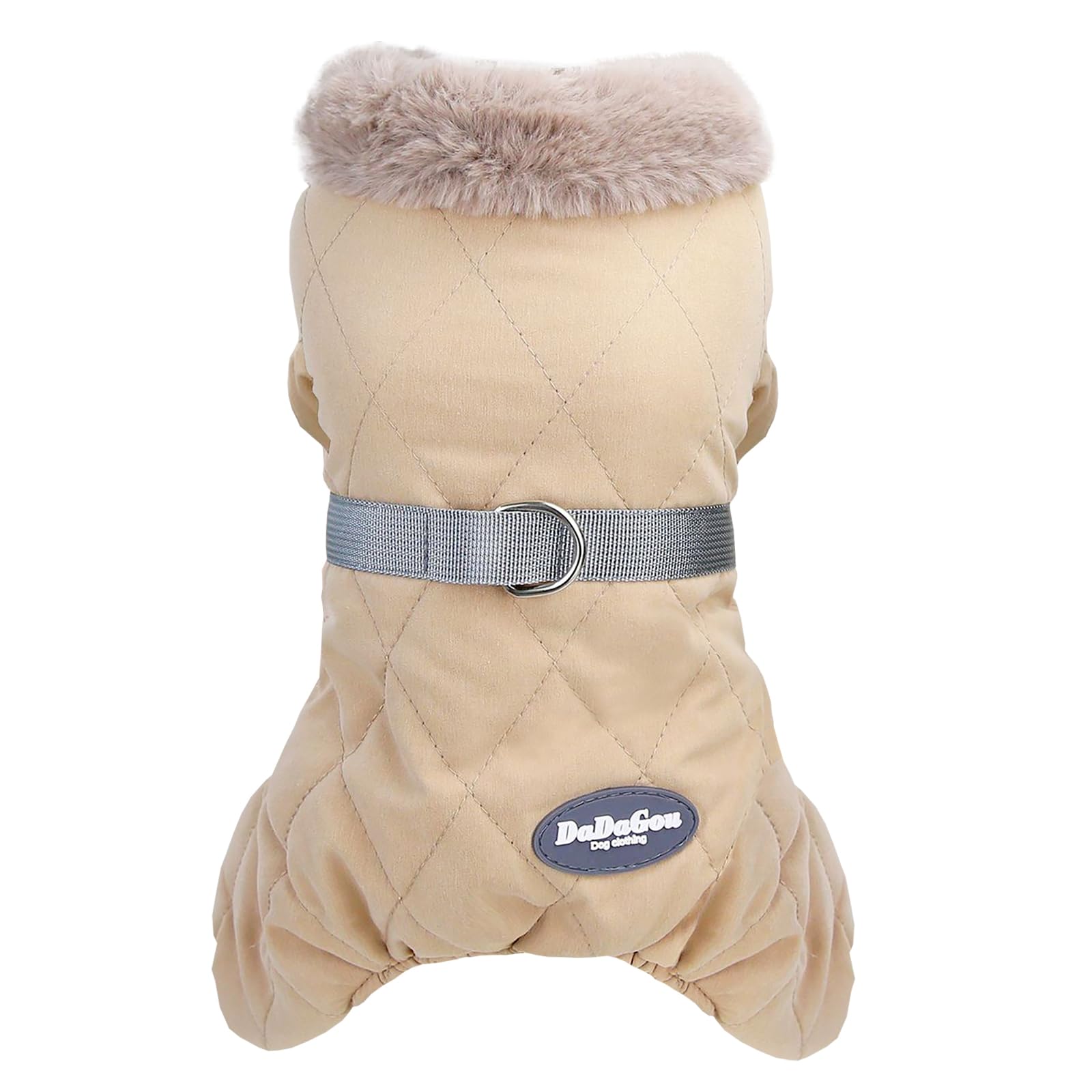 Izefia Dog Coat Jacket Windproof Cold Weather Coat 4 Legs Warm Dog Jumpsuit Winter Thick Clothes Snow Proof Coat Cotton Dog Coat for Small Dog Medium Dog Cat Khaki S