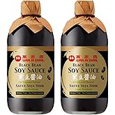 Wan Ja Shan Black Bean Soy Sauce Made with Premium Black Beans, All Naturally Brewed, Less Sodium, Gluten Free, No Preservatives, Great for All Kinds Cooking , Stir-fry, Dipping, Roasting, Marinating, Stewing and more. 15oz Pack of 2