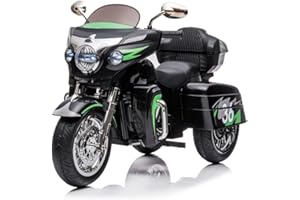 DNWRZCJXY 12V Electric Motorcycle for Kids Ages 3-8, 2 Seats Ride-On Motorbike with 3 Wheels, Bluetooth, USB, LED Light & Storage Box | Safe & Durable Kids Toy Vehicle, Black