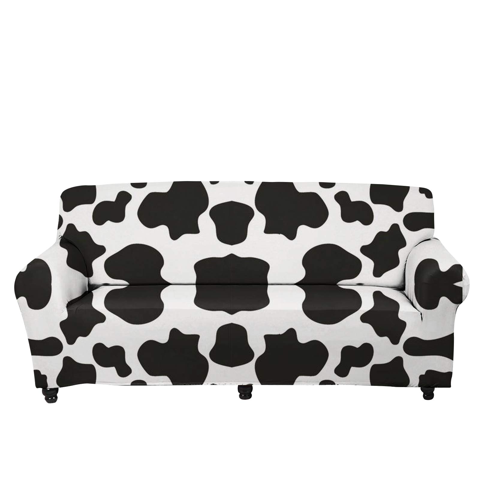 HUGS IDEA Printed Sofa Cover, Milk Cow Stretch Sofa Slipcover, Furniture Protector Spandex Jacquard Fabric Elastic for Dogs, Cats, Kids for Seat Width up to 70"