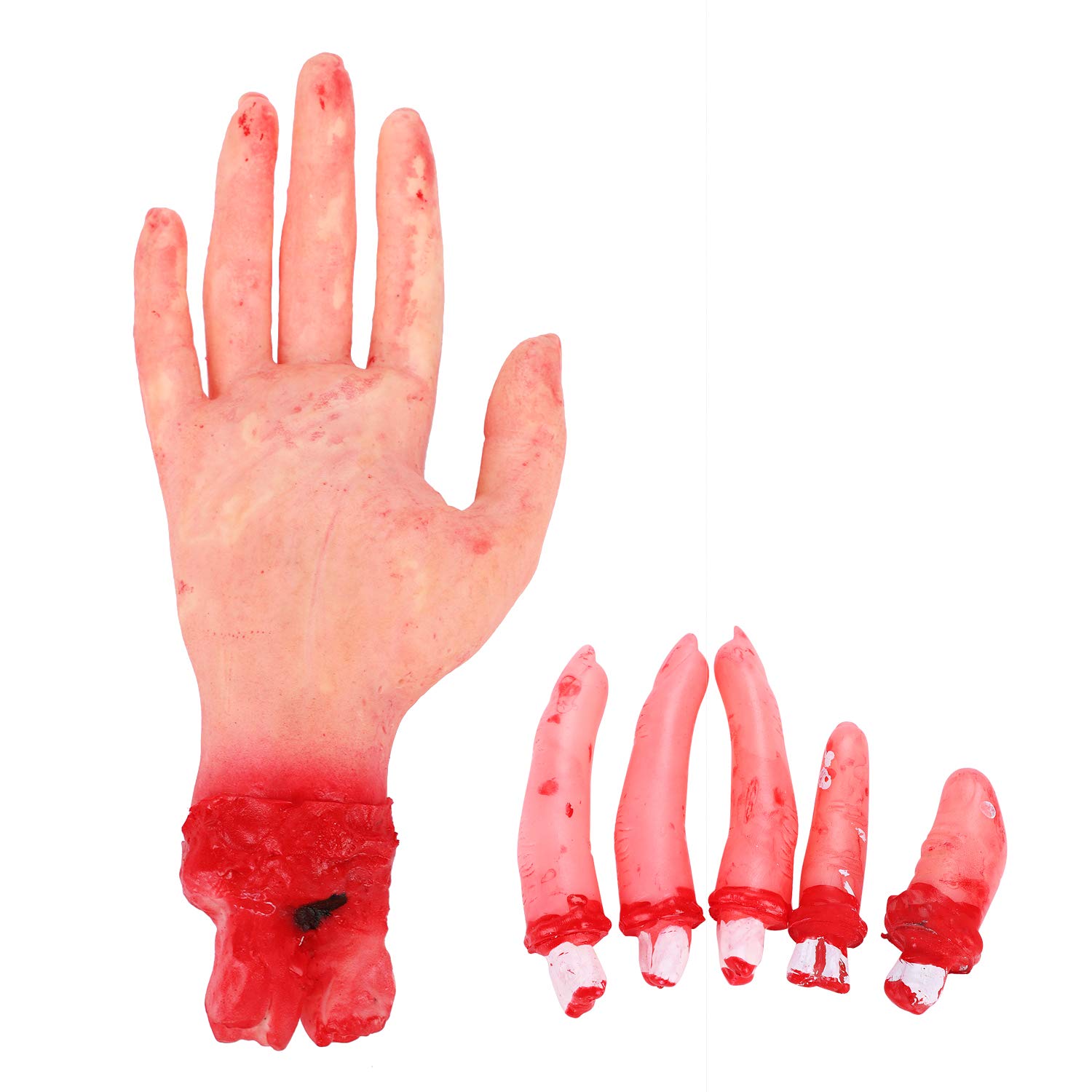 Realistic Bloody Body Parts Fake Hand Finger Human Organs Scary Severed Fingers Horror Halloween Props Tricky Accessories for Haunted House Vampire Zombie Fancy Dress Party Outdoor Prop Decor