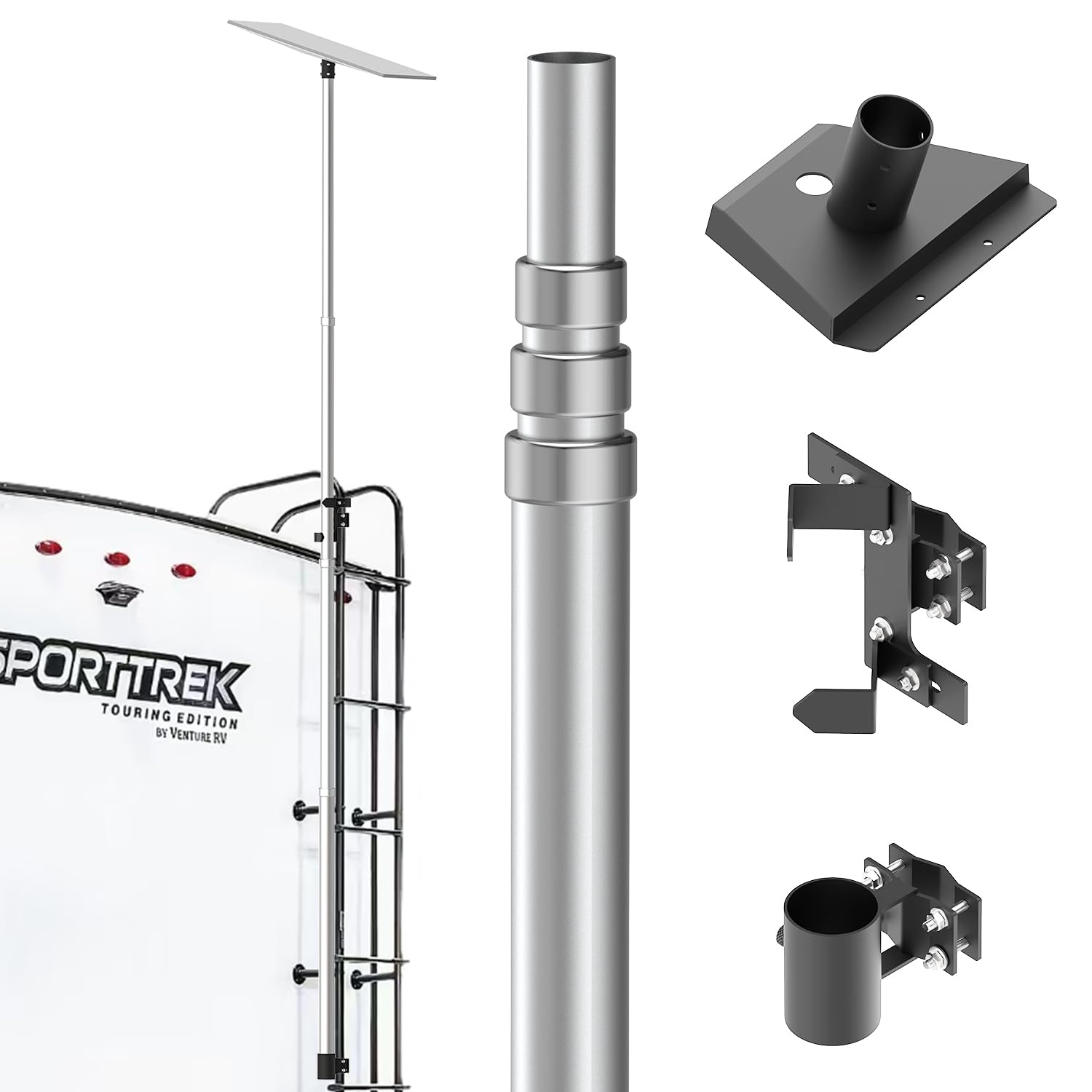 Photo 1 of Starlink Gen 3 Rv Ladder Mounting Kit, Starlink Gen 3 Pole Mount for rv Ladder, 11 ft Aluminum Pole, Rv Ladder Mounting Holder Included, Starlink Gen 3 Adapter Indcluded