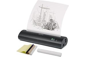 VLOXO Portable Printer, Cordless Thermal Printer Mini Inkless Printer Compatible with Phone & PC Tattoo Stencil Printer for Travel, Home, Office, with Thermal Paper and 10pcs Transfer Paper
