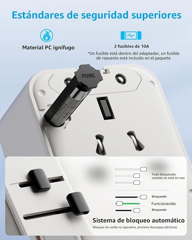 “Air” Adaptador Enchufe Universal con 2 USB-C(PD 25W) ＆ 2 USB-A — foto 5 de 8