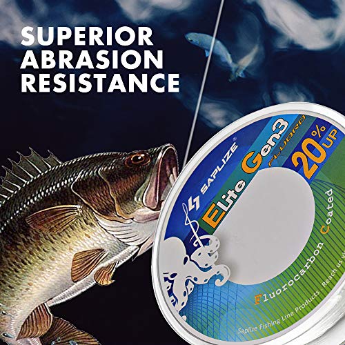 SAPLIZE Fluorocarbon Coated Fishing Line, 10LB, 110Yards, Super