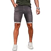 GINGTTO Men's Denim Shorts Slim Fit Stretch Short Jeans