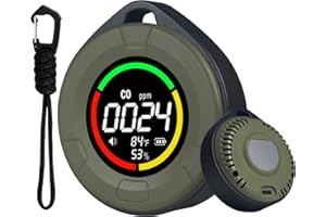 VETOUCH Portable Carbon Monoxide Detector, 3 in 1 CO/Temperature/Air Humidity MeterDetector with Round HD LCD Display, Portab