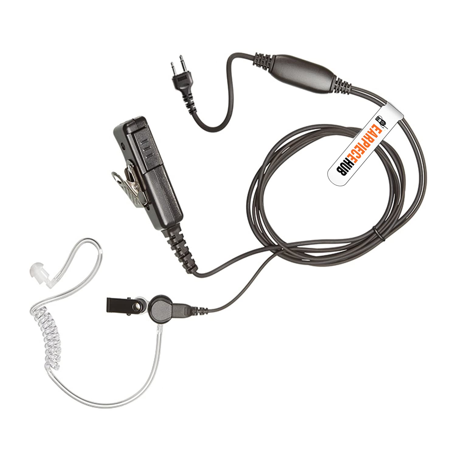 Heavy Duty (HD) Covert Earpiece Headset Compatible with ICOM 2 Pin IC-F3 IC-F4S IC-F4TR IC-F3011/ F4011/ F4001/ F1000/ F2000/ F3210D/ F3230D (Straight) Walkie Talkie with Hidden Mic in PTT Button
