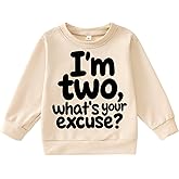 CM C&M WODRO 2nd Birthday Outfit for Girl I'm Two Cute Sweatshirt 2 Year Old Toddler Birthday Shirt Long Sleeve Party Tops