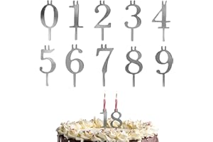 Digital Cake Candle Holder Set - Metal Number Topper (0-9) for Birthday, Reusable Stainless Steel Birthday Candles Holders, C