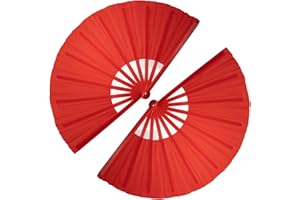 QIRMIZI 2 PCS Large Clacking Fans for Line Dance Popping Fans Rave Fans Boots On The Ground Fans Hand Foldable Fans for Men/Women Handheld Fan for EDM,Festival,Club,Party,Dance,Red