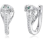 KZX King Cobra Snake Earrings For Women 925 Sterling Silver Cobra Earrings Hoop Snake Hoop Earrings CZ Jewelry Gifts for Wife Mother