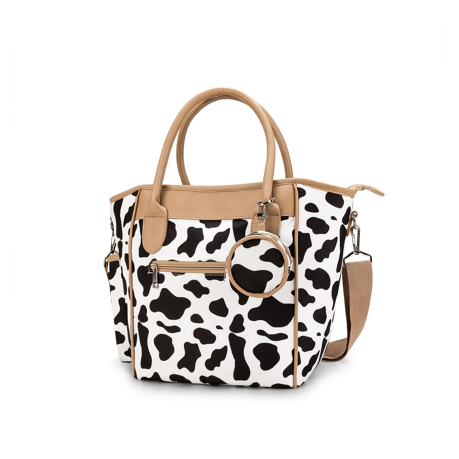 SONARIN Stylish Portable Baby Nappy Changing Tote Bag,Large Capacity Waterproof Baby Changing Bag Satchel Messenger Mummy Bag Travel Diaper Bag with Pacifier Bag(Black & White)