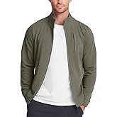 Zengjo Men's Track Jackets Full-Zip Athletic Jacket Sweatshirt Mock Neck with Zipper Pockets