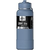 Hydrapeak 32oz Sport Insulated Water Bottle with Straw Lid, Leak & Spill Proof, Keeps Drinks Cold for 24 Hours, Hot for 12 Hours, Premium Stainless Steel Water Bottles (32oz, Modern Blue)