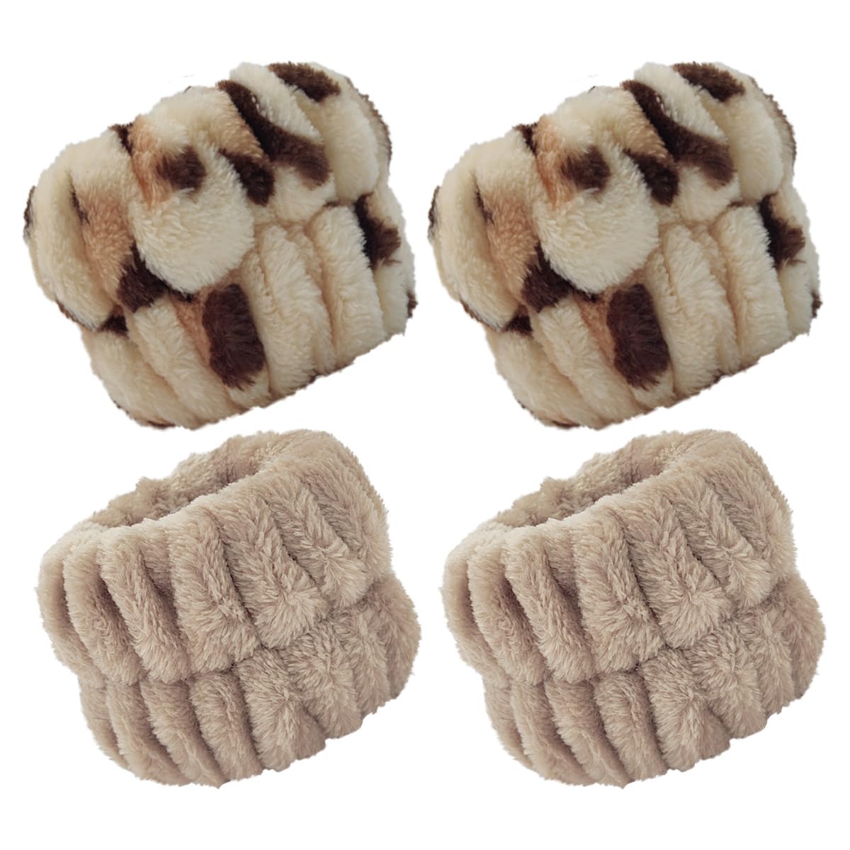 Photo 1 of 2 Pairs Wrist Washband for Women Washing Face, Wrist Spa Washband Absorbent Wristbands, Prevent Liquids from Spilling Down Your Arms(Camel, Leopard Print)