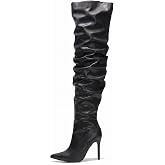 Cape Robbin Women's Thigh High Boots Pointed Toe Cowgirl Slouch Over the Knee Lightly Cushioned (Leexa)