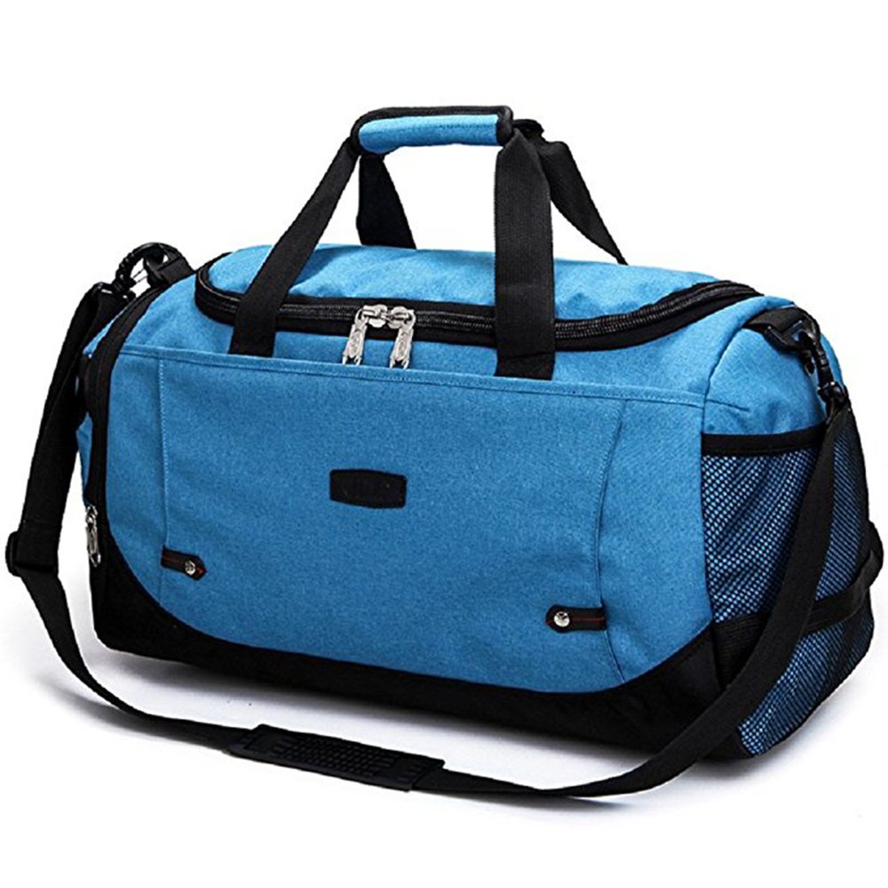 OuLi Store® Large Nylon & Canvas Travel Tote Luggage Men's Weekender Duffle Bag (Blue)