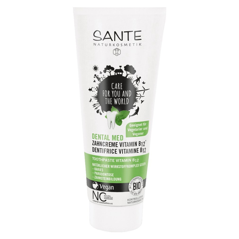 Sante Naturkosmetik Dental Med Toothpaste Vitamin B12 Protects Teeth and Gums with Fluoride, Vegan, Organic Extracts, Natural Dental Care 75 ml