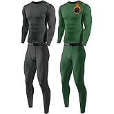 Orrfreer 2 Pack Thermal Underwear for Men Long Johns with Fleece Lined Base Layer Men Cold Weather Top and Bottom Set