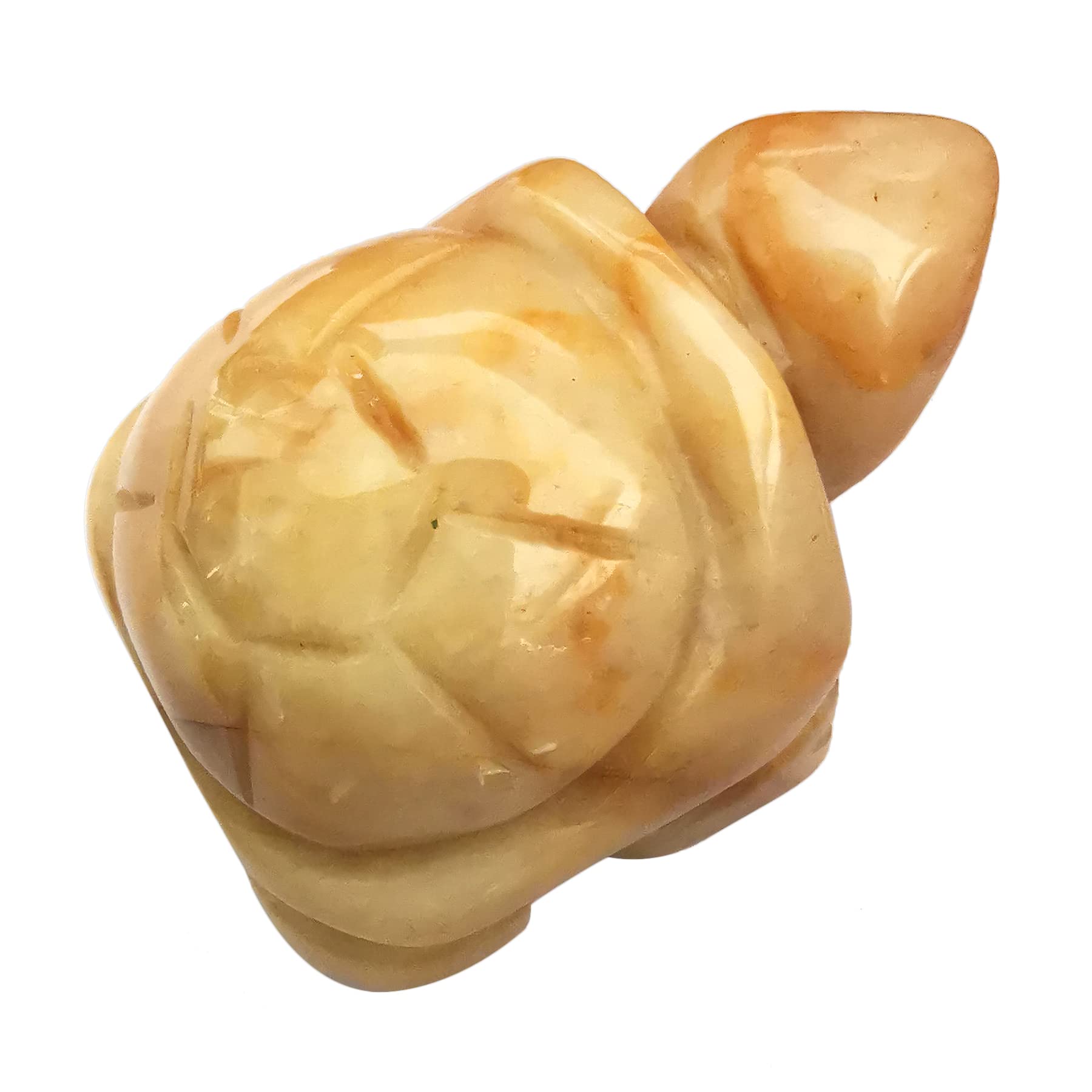 Lovionus89 Hand Carved Stone Crystal Turtle, 40mm Small Turtle Animal Figure Bag Statue Sculpture, Yellow Jade