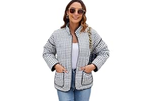 Yozazzy Women's Cropped Floral Quilted Jacket Lightweight Open Front Padded Puffer Coat