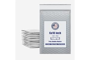PRIMPKG 6in x 9in Bubble Mailer, Gray Poly Mailer, Padded Envelope, Shipping Envelope, Waterproof, Self-Sealing, For Small Business, Shipping, Mailing, Boutique Packaging(100PCS)