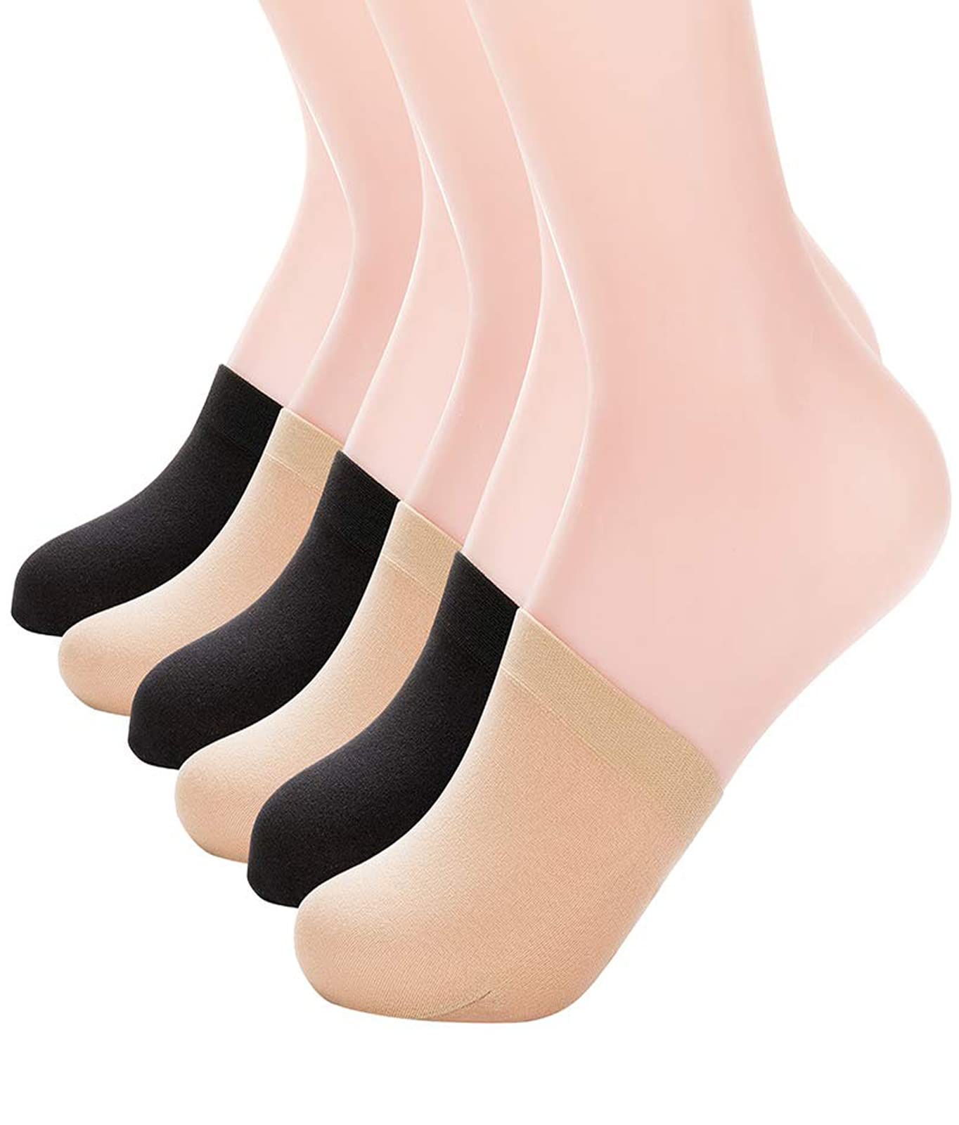 Photo 1 of MANZI Women's 6 Pairs Non-Skid Toe Topper No Show Liner Socks