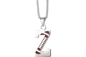 EZUY GNAY Letter Football Stainless Steel Football Necklace Player Number Pendant Silver Athlete LetterJewelry