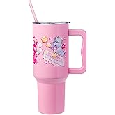 Silver Buffalo Care Bears Christmas Cuties Winter Fun Featuring Good Luck Bear, Cheer, and Christmas Wishes Bear Stainless Steel Tumbler with Handle and Straw, Fits in Standard Cup Holder, 40 Ounces