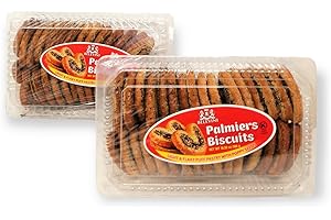 Belevini Palmiers Biscuits Light and Flaky Puff Pastry with Poppy Seeds 300g/10.58 Oz, Kosher, Tasty and Sweet Biscuits with Crunchy Texture (Pack of 2)