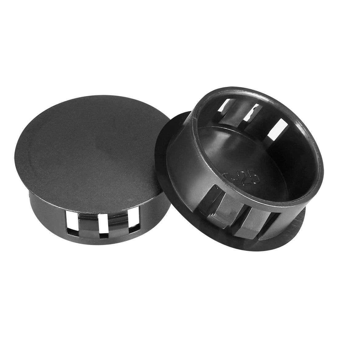Sourcingmap Hold Plugs,20pcs 24.7mm x 11.4mm Black Nylon Round Snap Locking Hole Plugs Cover — image 1