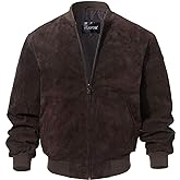FLAVOR Men's Leather Baseball Jacket Vintage Suede Pigskin