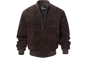 FLAVOR Men's Leather Baseball Jacket Vintage Suede Pigskin