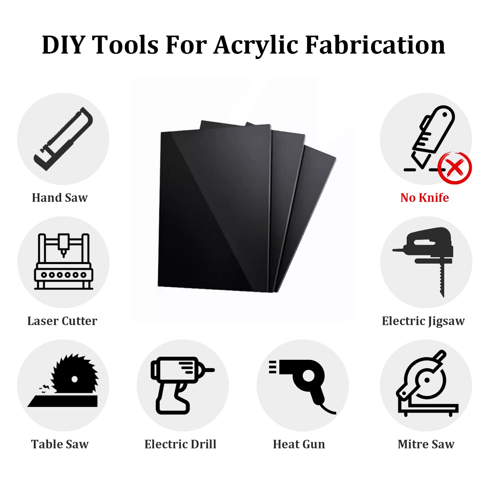 KINLINK 11.8x11.8 Plexiglass Sheets 1/8 inch-3mm