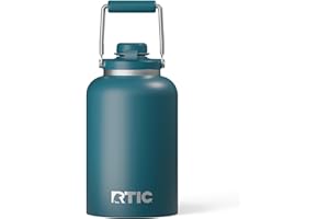 RTIC 1 Gallon Outback Jug, Stainless Steel, Ceramic Lined Insulated Water Bottle with Lid and Handle, BPA-Free, Double Wall Vacuum Insulation, Marine